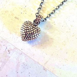 Emily Austin Swarovski crystal gold heart necklace on silver chain- new w/o tags